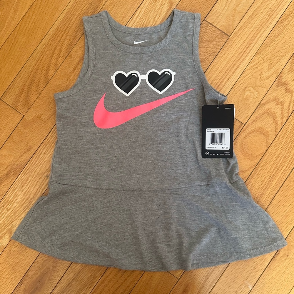 NWT Nike Girls Gray Sleeveless Peplum Top
